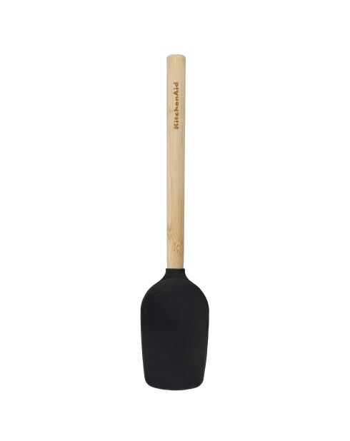 Hitzebeständiger Löffelspatel aus Bambus mit Silikonspitze bis 260°C schwarz - 30,1x6,2x2,1 cm