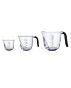 Set mit 3 schwarzen, abgewinkelten Messbechern — 20 x 14,5 x 14,5 cm