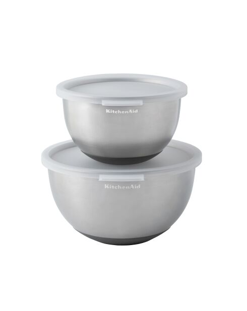 Set mit 2 silbernen Rührschüsseln — 22,6 x 22,6 x 12,5 cm