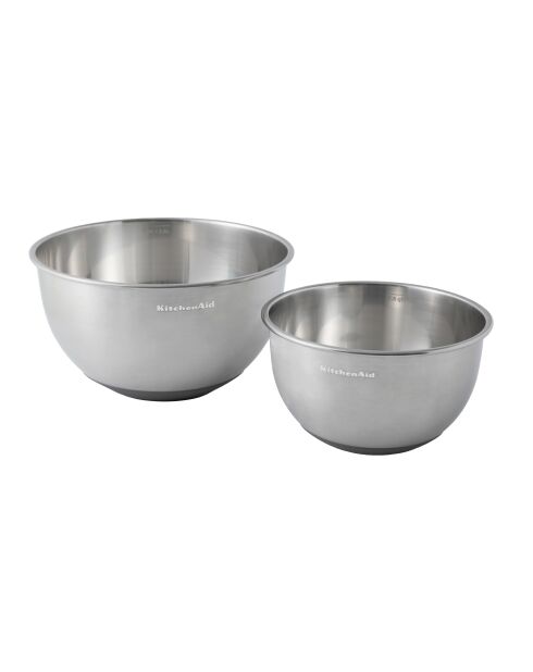 Set mit 2 silbernen Rührschüsseln — 22,6 x 22,6 x 12,5 cm
