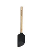 Bamboe schraperspatel met flexibele en hittebestendige zwarte siliconen kop - 30x5,7x1,7 cm