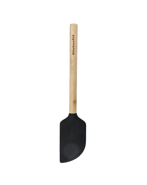 Bamboe schraperspatel met flexibele en hittebestendige zwarte siliconen kop - 30x5,7x1,7 cm