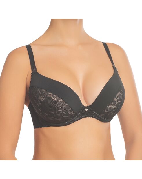 Dee-Dee schwarzer Hartschalen-Push-up-BH