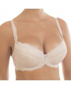 Viktoria Push-up-BH mit Bügel in Pfingstrosenform, silberfarben