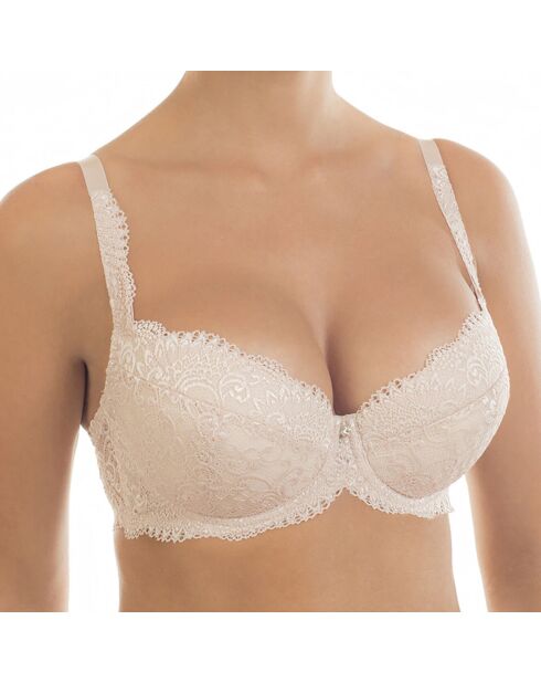 Viktoria Push-up-BH mit Bügel in Pfingstrosenform, silberfarben