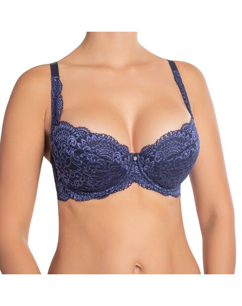 Viktoria dunkelblauer Push-up-BH mit Bügeln