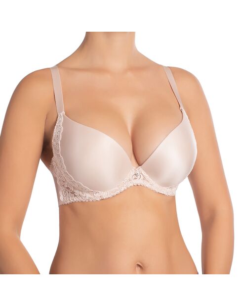 Evelen Push-up-BH mit silberfarbener Pfingstrose