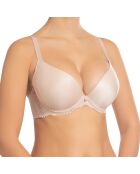 Viktoria Push-up-BH mit Hartschale, silberne Pfingstrose
