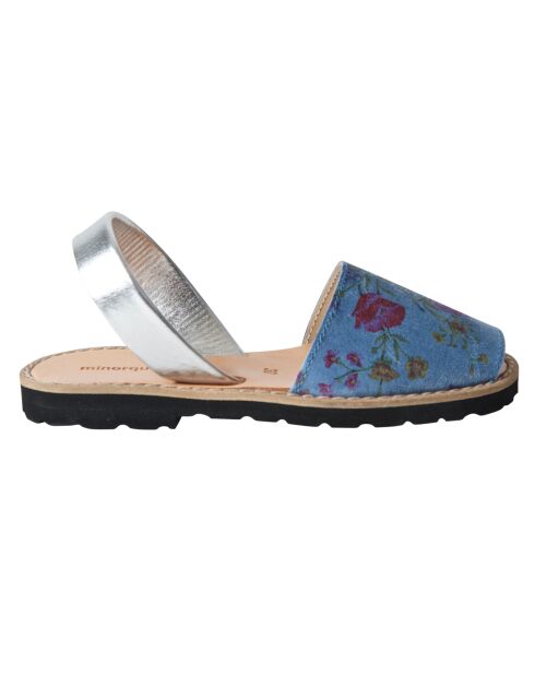 Sandales en cuir Avarcas Fleuri bleues