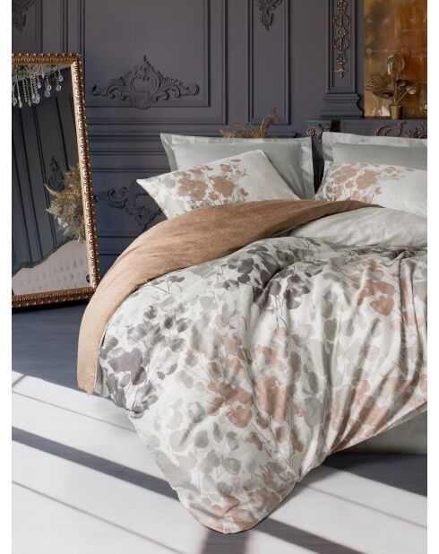 Set copripiumino king size in cotone satinato Blatt Grey, 240 x 220 cm