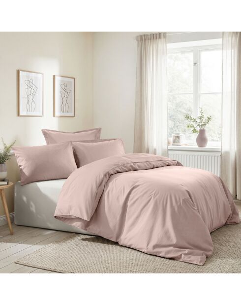 Ensemble de housse de couette Ranforce King en coton rose poudré - 240 x 220 cm