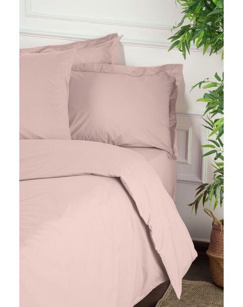 Ensemble de housse de couette Ranforce King en coton rose poudré - 240 x 220 cm