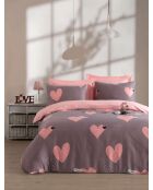 Ensemble de housse de couette en satin pour lit king size en coton Jana rose - 240 x 220 cm