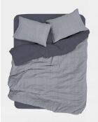 Ensemble de housse de couette Ranforce King en coton Leron Kombin gris - 240 x 220 cm