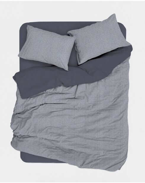 Ensemble de housse de couette Ranforce King en coton Leron Kombin gris - 240 x 220 cm