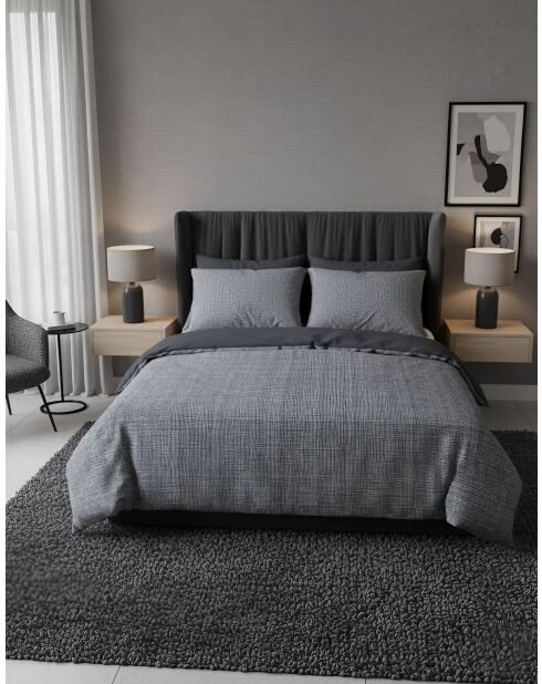 Ensemble de housse de couette Ranforce King en coton Leron Kombin gris - 240 x 220 cm