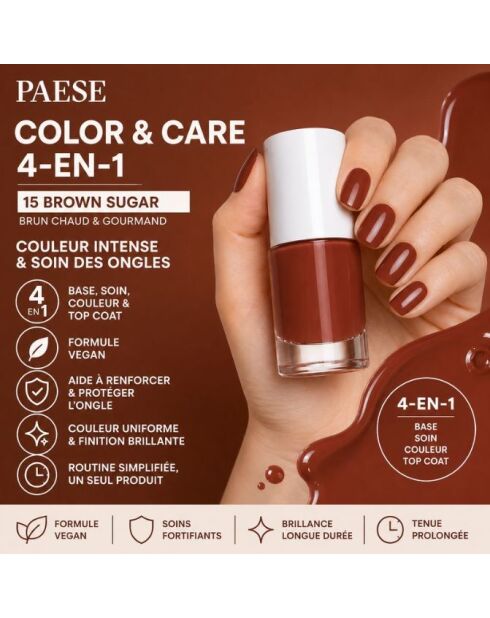 Trio di smalti per unghie 4 in 1 COLOR & CARE - 3 x 5,5 ml - 3 tonalità