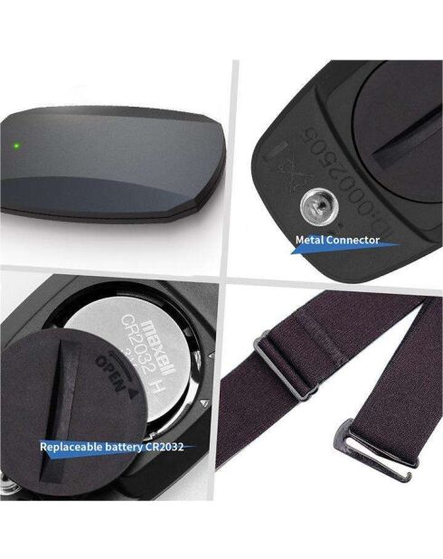 Met Bluetooth en ANT+ verbonden hartsensor, zwart