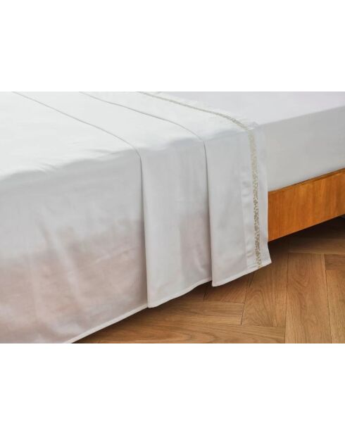 Drap plat en satin de coton Dallas nacré - 270X300cm