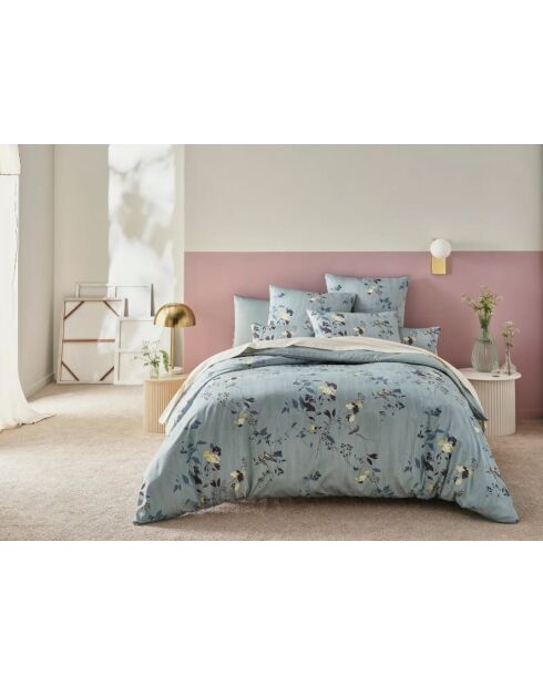 Parure housse de couette Satin de Coton Harlow bleue
