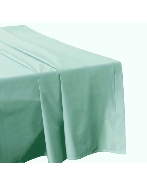 Drap plat en coton percale Per vert eau - 180X290cm