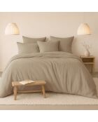 Parure housse de couette Gaze de Coton  taupe