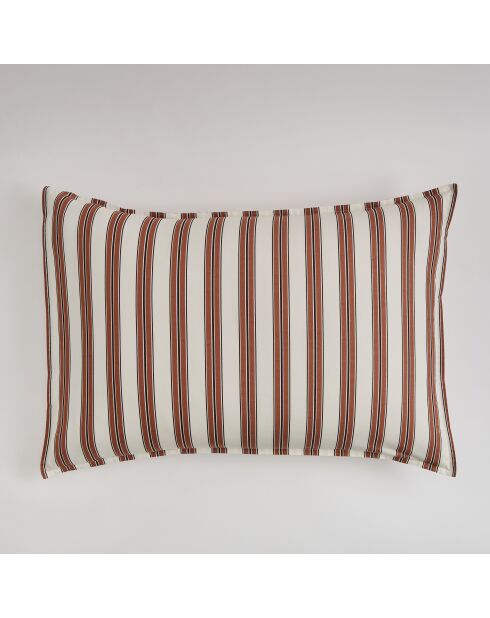 Rechthoekig sierkussen met gewassen katoenen percalvulling Tiara terracotta - 50x30cm