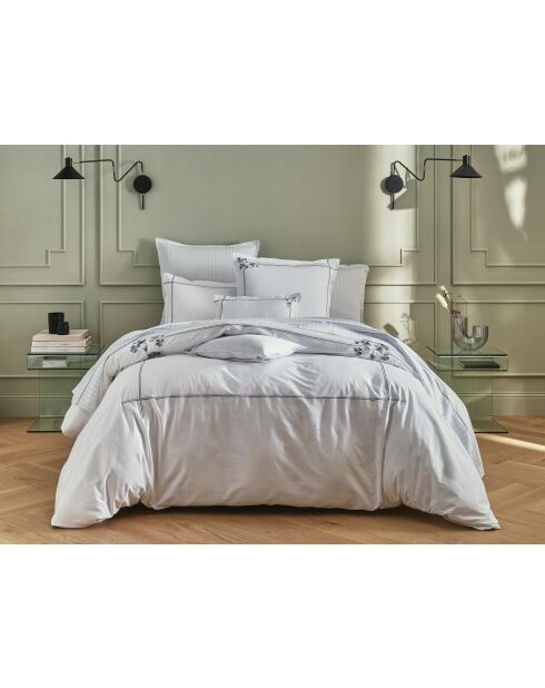 Parure housse de couette en satin de coton Clover acier