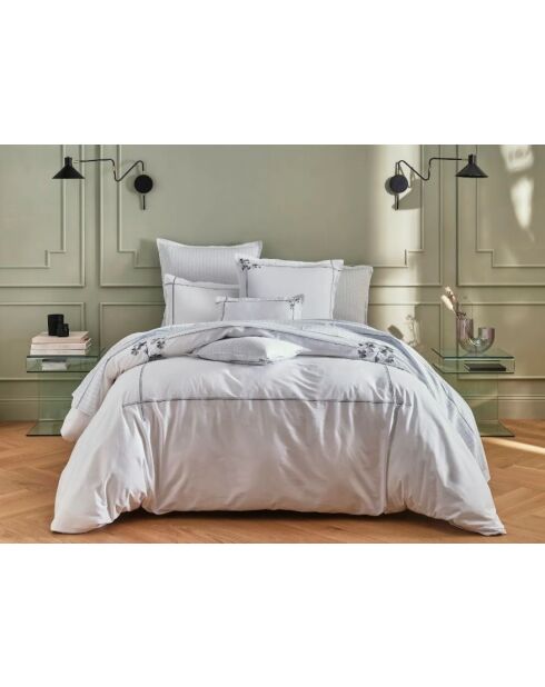 Parure housse de couette en satin de coton Clover acier