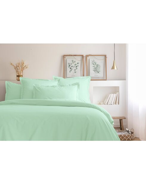 Housse de couette percale en coton vert eau