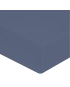 Drap housse bonnet de 40cm en satin de coton bleu jean