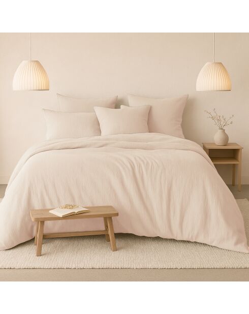 Parure housse de couette Gaze de Coton blush
