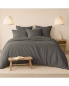 Parure housse de couette Gaze de Coton gris anthracite