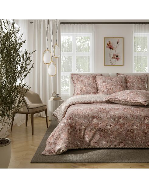 Drap plat + Drap housse + 2 taies d'oreiller en percale de coton Indira imprimé - 140X190 cm