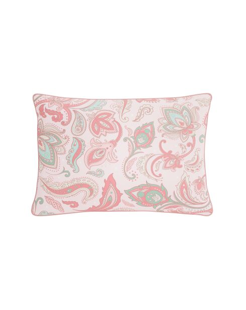 Neela roze rechthoekig kussensloop van satijnkatoen - 50x70cm