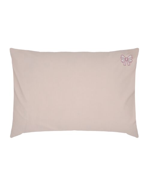 Kussensloop van perkal katoen met roze/strik - 50x70cm