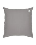 Taie oreiller en coton percale brodée anth/tête de mort - 65X65cm