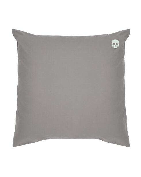 Kussensloop van geborduurd perkal katoen in anth/skull - 65X65cm