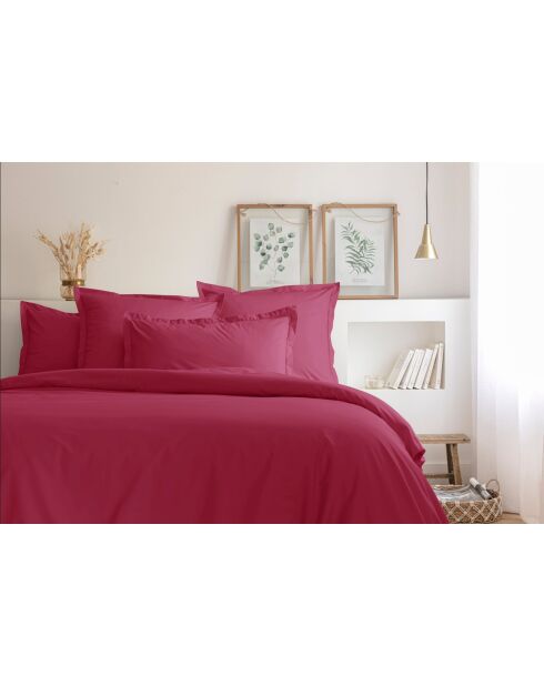 Housse de couette en coton percale bordeaux