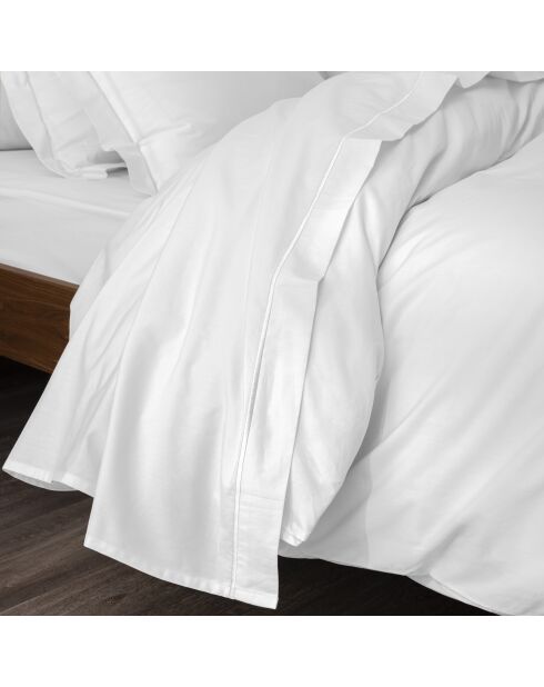 Drap plat pur coton percale peigné neige