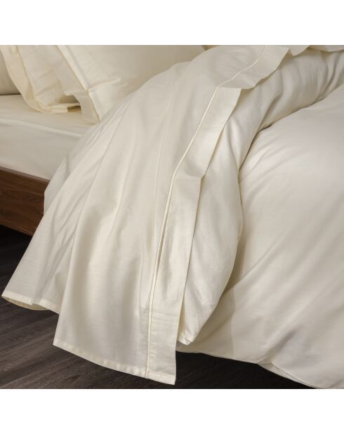 Drap plat pur coton percale peigné ivoire