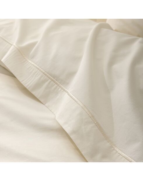 Drap plat pur coton percale peigné ivoire