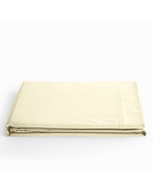 Drap plat en coton uni vanille - 180x290cm