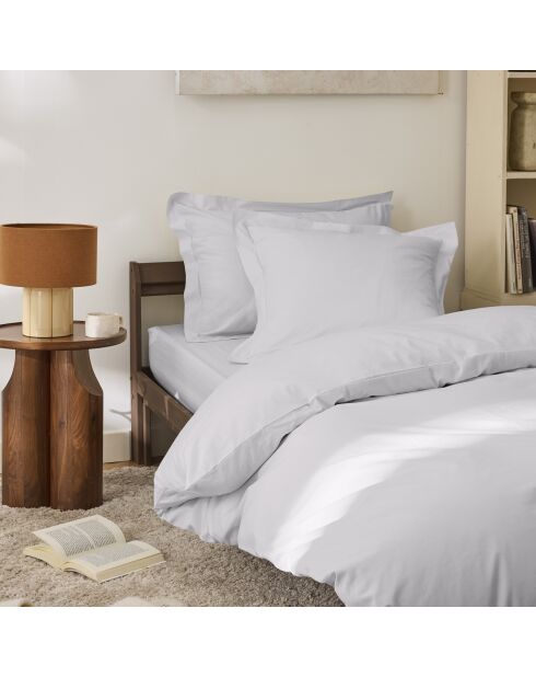 Drap plat pur coton percale peigné perle