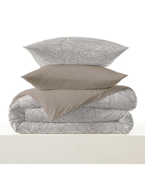 Pack complet housse de couette en coton imprimé Fira naturel - 90x190cm
