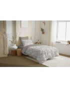 Pack complet housse de couette en coton imprimé Fira naturel - 90x190cm