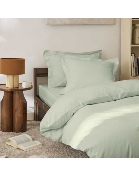 Lenzuolo piatto in puro cotone percalle pettinato verde acqua - 180x290cm