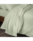 Lenzuolo piatto in puro cotone percalle pettinato verde acqua - 180x290cm