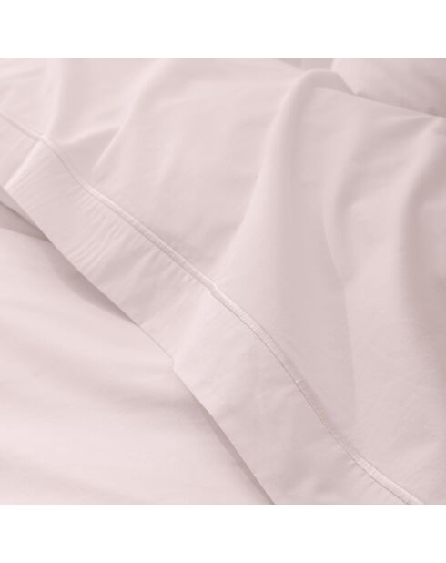 Drap plat pur coton percale peigné rose
