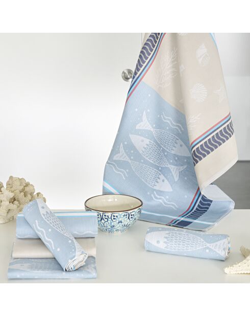 Lot de 6 torchons en coton égyptien Saveurs de la Mer - 50x70cm